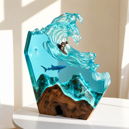 Handmade Ocean Wave Resin Lamp