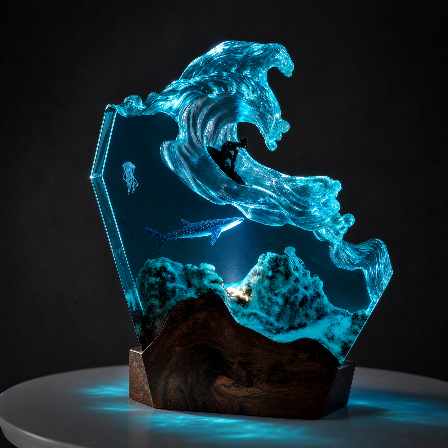 Handmade Ocean Wave Resin Lamp